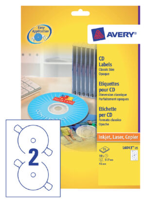 ETIKET AVERY CD L6043-25 50ST