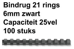 BINDRUG GBC 6MM 21RINGS A4 ZWART