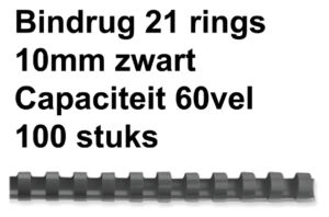 BINDRUG GBC 10MM 21RINGS A4 ZWART