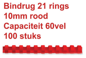 BINDRUG GBC 10MM 21RINGS A4 ROOD