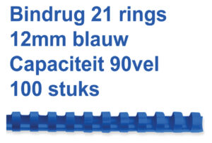 BINDRUG GBC 12MM 21RINGS A4 BLAUW