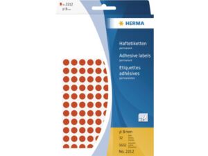 ETIKET HERMA 2212 ROND 8MM ROOD 5632STUKS