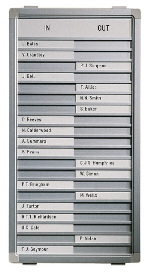 INFOBORD LEGAMASTER AAN/AFWEZIG 54X28CM 20 NAMEN