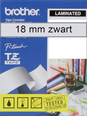 LABELTAPE BROTHER TZE-141 18MMX8M TR/ZWART