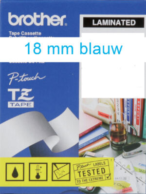 LABELTAPE BROTHER TZE-243 18MMX8M WIT/BLAUW