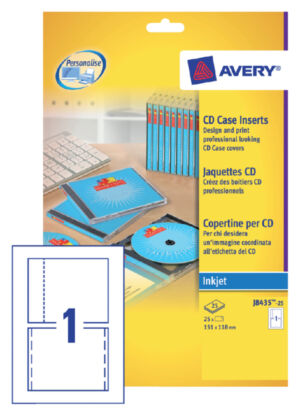 CD INLEGKAART AVERY J8435-25 151X118MM 165GR