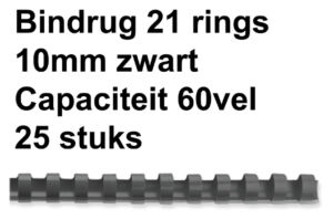 BINDRUG FELLOWES 10MM 21RINGS A4 ZWART