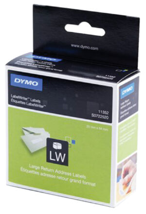 LABEL ETIKET DYMO 11352 54MMX25MM RETOUR WIT