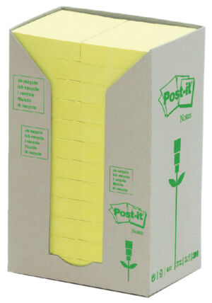 MEMOBLOK 3M POST-IT 653 38X51MM RECYCLE GEEL