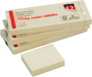 MEMOBLOK QUANTORE 38X51MM STICKY GEEL