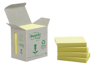 MEMOBLOK 3M POST-IT 653 38X51MM RECYCLE GEEL