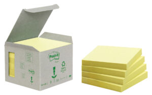 MEMOBLOK 3M POST-IT 654 76X76MM RECYCLE GEEL