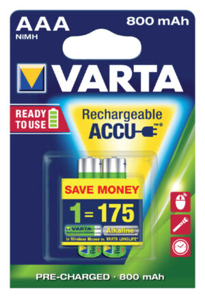 BATTERIJ OPLAADBAAR VARTA AAA 800MAH READY2USE