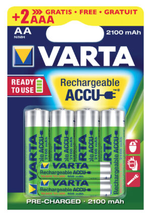 BATTERIJ OPLAADBAAR VARTA 4XAA 2100MAH READY2USE