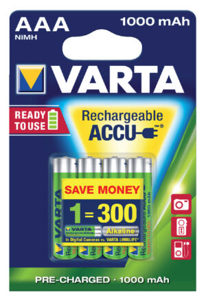 BATTERIJ OPLAADB VARTA AAA HR3 1000MAH READY2USE