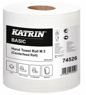 HANDDOEKROL KATRIN 74526 BASIC M2 19CMX135M WIT