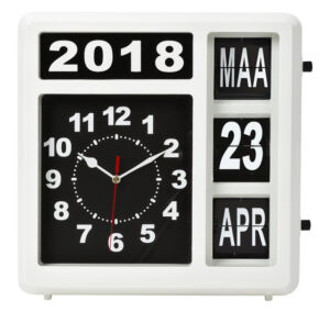 WANDKLOK PEREL FLIPOVER MET KALENDER 31CM