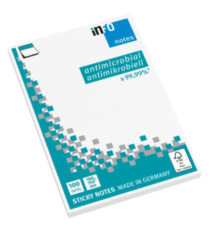 MEMOBLOK INFO NOTES ANTIMICROBIËEL 100X150MM WIT