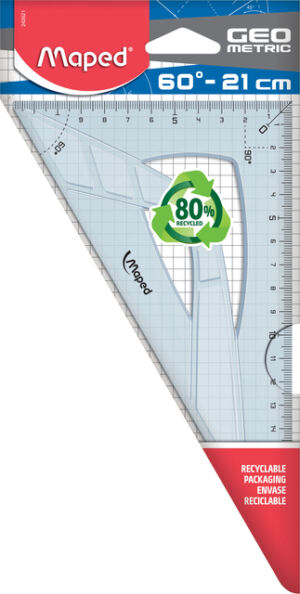 TEKENDRIEHOEK MAPED 21CM 60GRADEN