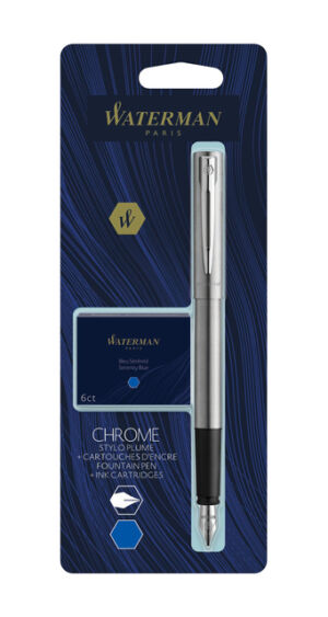 VULPEN WATERMAN ALLURE CHROME F BL + INKTPAT BL