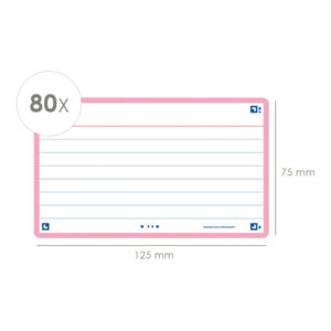 FLASHCARD OXF 2.0 75X125MM 80VEL 250GR LIJN ROZE