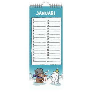 VERJAARDAGSKALENDER LANNOO RITSTIER 130X325 BLAUW